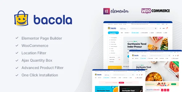Bacola - Grocery Store and Food eCommerce Theme WordPress theme homepage layout for a delivery WooCommerce store