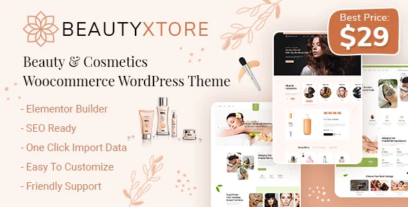 BeautyXtore - Beauty & Cosmetics  Woocommerce WordPress Theme WordPress theme homepage layout for a beauty WooCommerce store