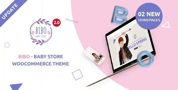 Bibo Baby Store & Kids Shop WooCommerce WordPress Theme WordPress theme homepage layout for a baby WooCommerce store