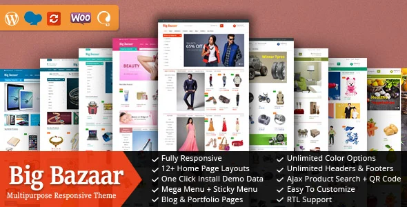 BigBazaar - Responsive WooCommerce WordPress Theme WordPress theme homepage layout for a clean WooCommerce store