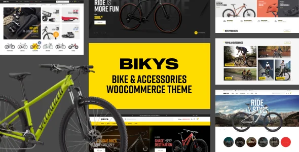 Bikys - Bike & Accessories Woocommerce Theme WordPress theme homepage layout for a bike & accessories WooCommerce store