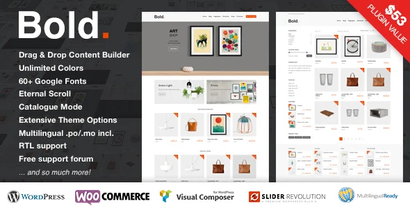 Bold. - A responsive WordPress & WooCommerce Theme WordPress theme homepage layout for a basket WooCommerce store
