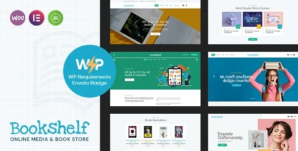 Bookshelf | Books Shop & Media Online Store WordPress Theme WordPress theme homepage layout for a audio WooCommerce store