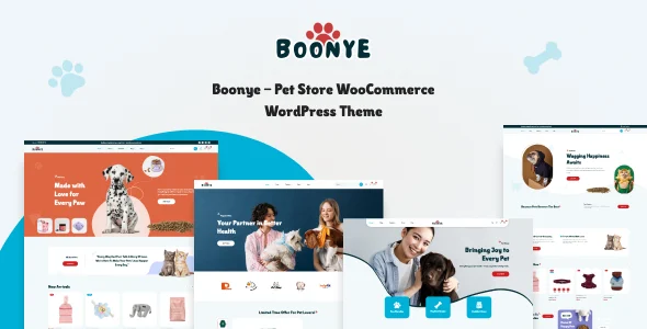 Boonye – Pet Store WooCommerce WordPress Theme with AI WordPress theme homepage layout for a animal WooCommerce store