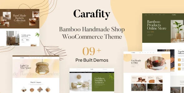 Carafity - Bamboo Handmade Shop WooCommerce Theme WordPress theme homepage layout for a accessories WooCommerce store