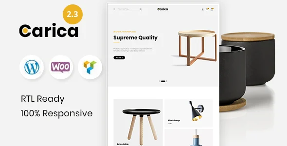 Carica Furniture Handmade Shop WooCommerce Theme WordPress theme homepage layout for a auto parts WooCommerce store