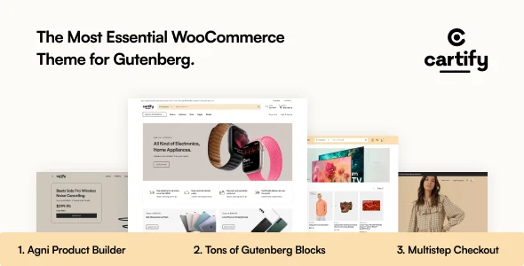 Cartify - WooCommerce Gutenberg WordPress Theme WordPress theme homepage layout for a ecommerce WooCommerce store