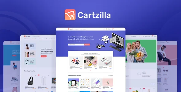 Cartzilla - Digital Marketplace & Grocery Store WordPress Theme WordPress theme homepage layout for a creative market WooCommerce store