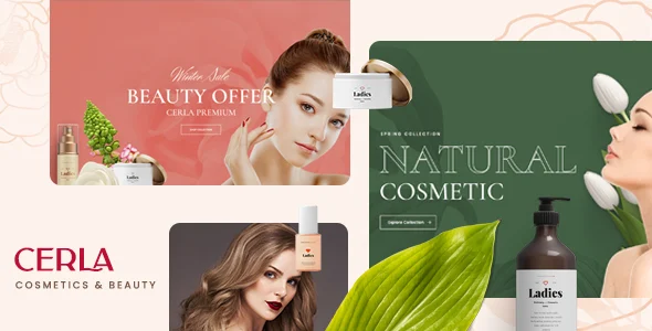 Cerla – Cosmetics WooCommerce WordPress Theme with AI WordPress theme homepage layout for a beauty WooCommerce store