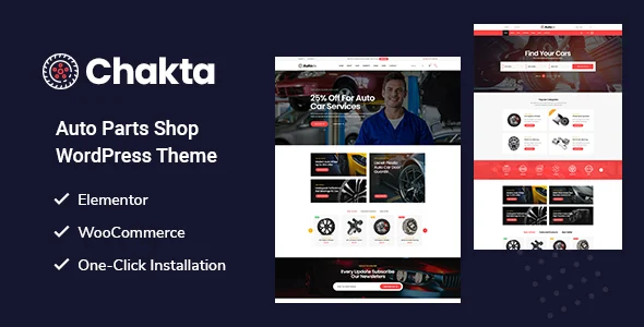 Chakta - Auto Parts Shop WooCommerce Theme WordPress theme homepage layout for a auto parts WooCommerce store