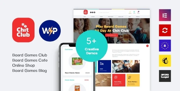 Chit Club | Board Games Club & Anticafe WordPress Theme WordPress theme homepage layout for a board games WooCommerce store