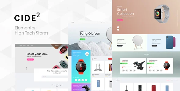 Cide - Elementor High Tech Stores WordPress theme homepage layout for a clean WooCommerce store