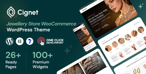 Cignet - Jewellery Store WooCommerce Theme WordPress theme homepage layout for a elementor WooCommerce store