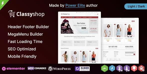 ClassyShop WP - Elementor WooCommerce Responsive Theme WordPress theme homepage layout for a apparel WooCommerce store
