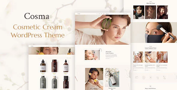 Cosma - Beauty Cosmetics WordPress WordPress theme homepage layout for a beauty WooCommerce store