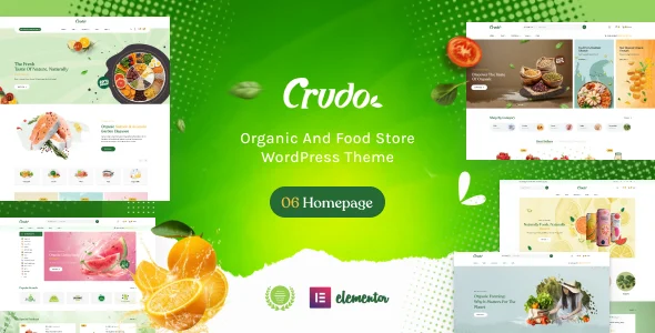Crudo – Organic and Food Store WordPress Theme with AI WordPress theme homepage layout for a farm WooCommerce store