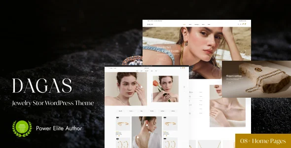 Dagas – Jewelry Store WordPress Theme with AI WordPress theme homepage layout for a clean WooCommerce store