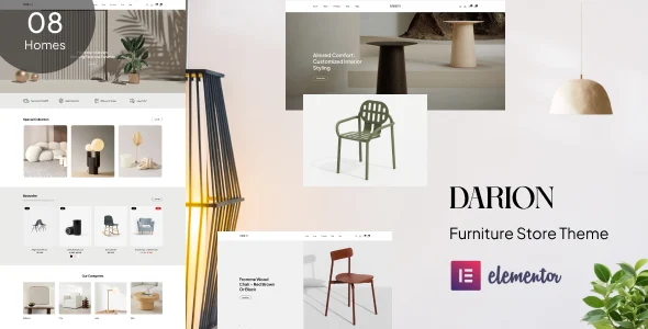 Darion – Furniture Store WordPress Theme with AI WordPress theme homepage layout for a clean WooCommerce store