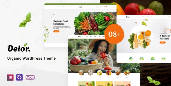 Delor – Organic Food Store WordPress Theme with AI WordPress theme homepage layout for a agriculture WooCommerce store