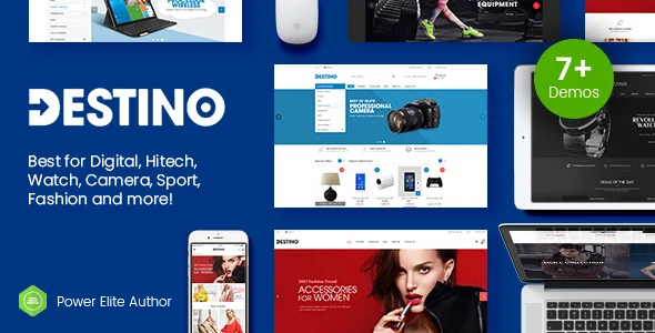 Destino - Digital Store & Fashion Shop WordPress WooCommerce Theme (7+ Indexes & Mobile Layouts) WordPress theme homepage layout for a clothing WooCommerce store