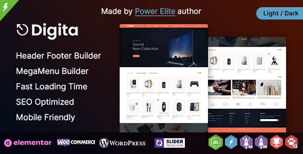 Digita WP - Single Category Products WooCommerce Parallax Theme WordPress theme homepage layout for a computer WooCommerce store