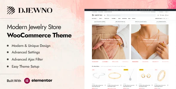 Djewno - Jewelry Store WooCommerce Theme WordPress theme homepage layout for a accessories WooCommerce store