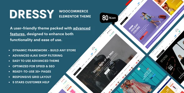 Dressy - Fashion Store & Clothing Shop WooCommerce Theme WordPress theme homepage layout for a accessories WooCommerce store