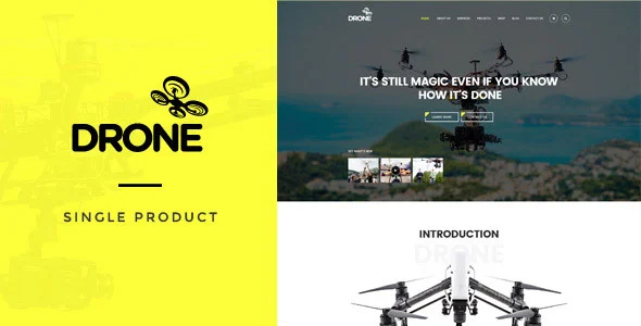 Drone - Single Product WordPress Theme WordPress theme homepage layout for a drone WooCommerce store