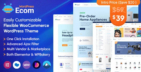 Ecom - Multipurpose WooCommerce WordPress Theme WordPress theme homepage layout for a book store WooCommerce store