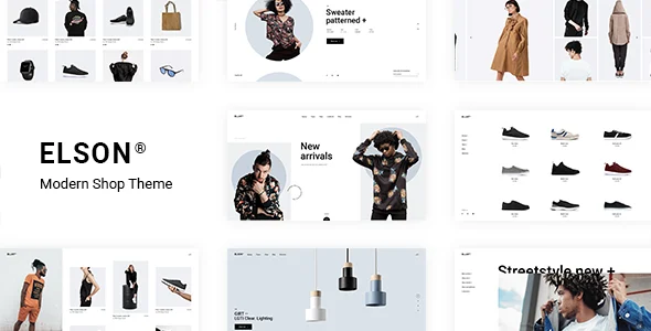 Elson - Modern Shop WordPress Theme WordPress theme homepage layout for a clothing WooCommerce store