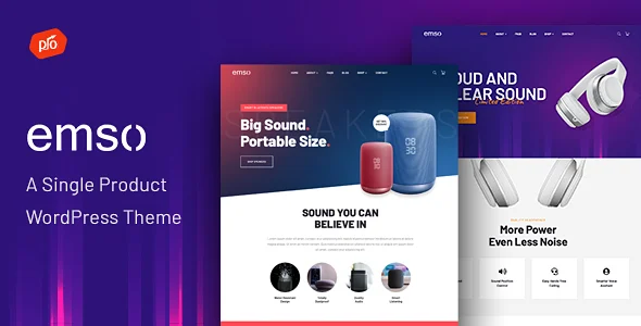 Emso - A Single Product WordPress Theme WordPress theme homepage layout for a app WooCommerce store