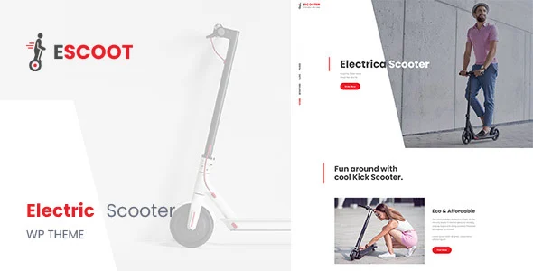 EScoot - Single Product WordPress WordPress theme homepage layout for a one product WooCommerce store