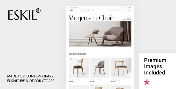 Eskil - Furniture Store WordPress Theme WordPress theme homepage layout for a decor WooCommerce store