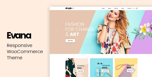 Evana - Responsive WooCommerce Theme WordPress theme homepage layout for a creative WooCommerce store