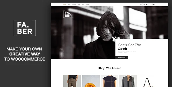 Faber -  Fashion & Clothing Shop for Woocommerce WordPress theme homepage layout for a apparel WooCommerce store