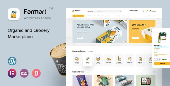 Farmart - Organic & Grocery Marketplace WordPress Theme WordPress theme homepage layout for a dokan WooCommerce store