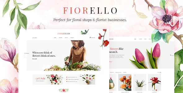 Fiorello - Florist and Flower Shop WordPress Theme WordPress theme homepage layout for a bouquet WooCommerce store