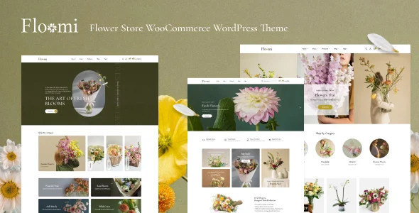 Floomi – Flower Store WordPress Theme with AI WordPress theme homepage layout for a bouquet WooCommerce store