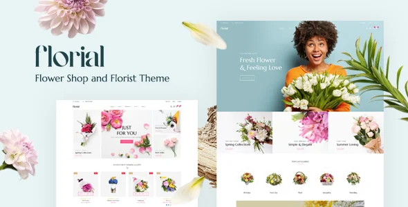 Florial – Flower Store WooCommerce WordPress Theme with AI WordPress theme homepage layout for a bouquet WooCommerce store