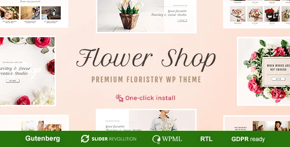 Flower Shop - Decoration Store and Floristic WordPress Theme WordPress theme homepage layout for a bouquet WooCommerce store