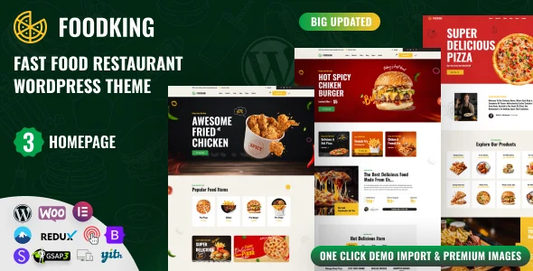 Foodking - Fast Food Restaurant WordPress Theme WordPress theme homepage layout for a bakery WooCommerce store
