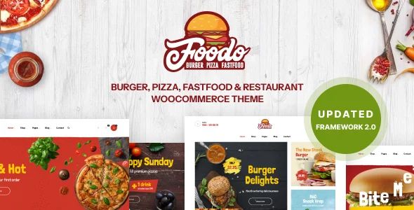 Foodo - Fast Food Restaurant WordPress Theme WordPress theme homepage layout for a bistro WooCommerce store