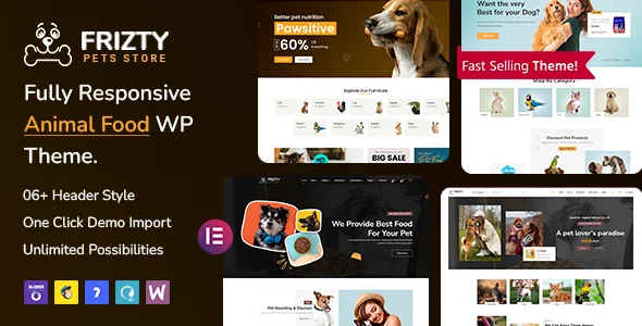 Frizty - Pet Shop WooCommerce Theme + RTL WordPress theme homepage layout for a animal care WooCommerce store
