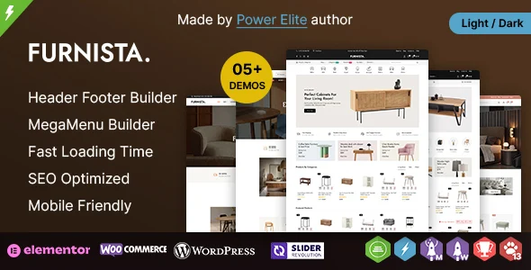 Furnista - Furniture Store and Home Decor Interior WooCommerce Theme WordPress theme homepage layout for a decor WooCommerce store