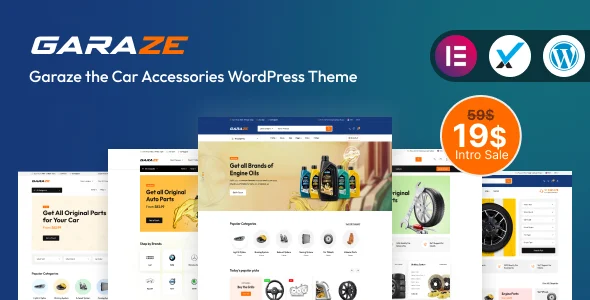 Garaze - Car Accessories Parts WordPress Theme WordPress theme homepage layout for a auto-parts WooCommerce store