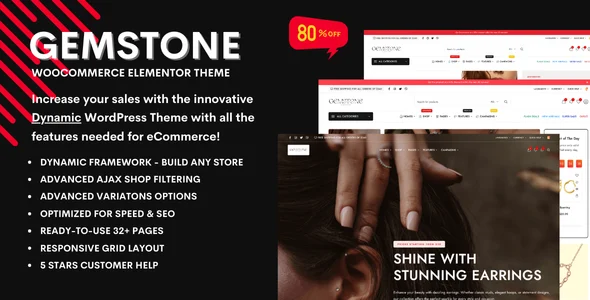 Gemstone - Jewellery Store eCommerce WooCommerce Theme WordPress theme homepage layout for a elementor WooCommerce store