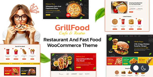 GrillFood - Fast Food & Restaurant Store Elementor WooCommerce Theme WordPress theme homepage layout for a bakery WooCommerce store