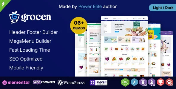 Grocen - Grocery Supermarket Elementor WooCommerce Theme WordPress theme homepage layout for a elementor WooCommerce store