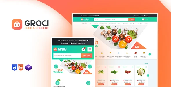 Groci - Organic Food and Grocery Market WordPress Theme WordPress theme homepage layout for a food company WooCommerce store