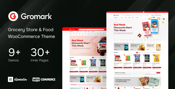 Gromark - Grocery Store & Food WooCommerce Theme WordPress theme homepage layout for a delivery WooCommerce store